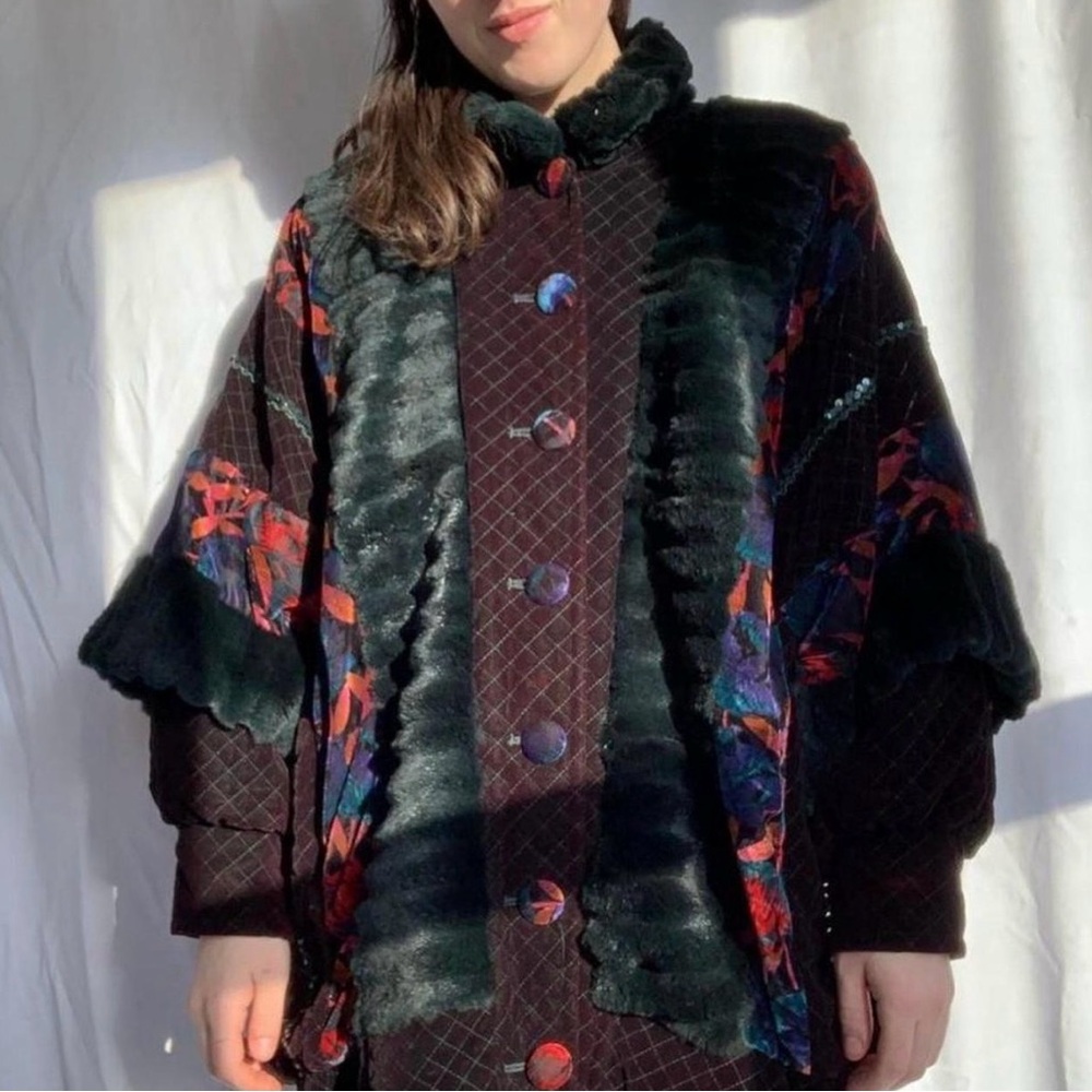 VINTAGE VELVET RABBIT FUR JACKET XL 1X